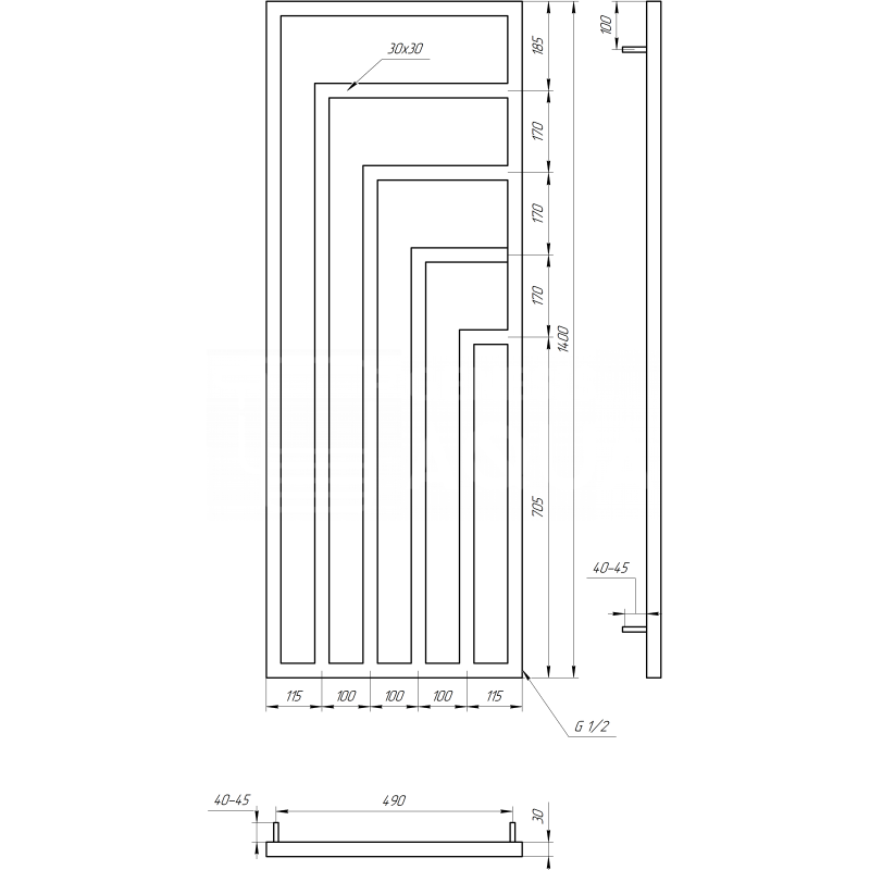 Genesis-Aqua Полотенцесушитель Vero Водяной (GA-3901)
