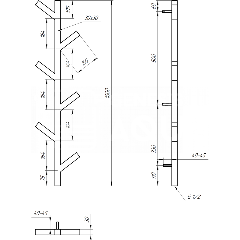 Genesis-Aqua Полотенцесушитель Albero Электрический (GA-3804)