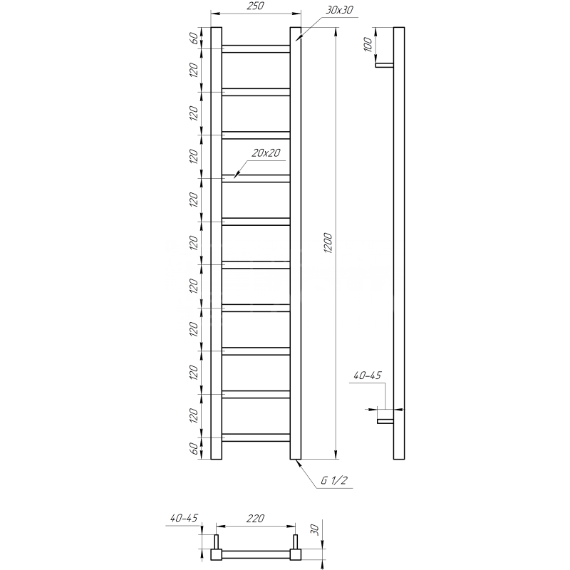 Genesis-Aqua Полотенцесушитель Scala Водяной (GA-3601)