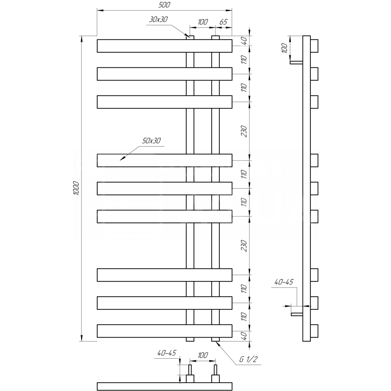 Genesis-Aqua Полотенцесушитель Magnum Электрический 1200x50 (GA-1306)