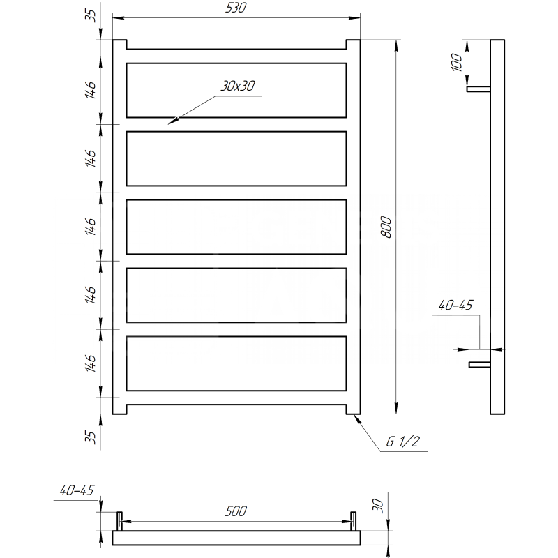 Genesis-Aqua Сушилка для полотенец Bud Электрическая 120x53x3 (GA-30006)