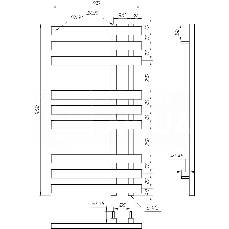 Genesis-Aqua Сушилка для рушников Magnum Электрическая 800x500 (GA-1304)