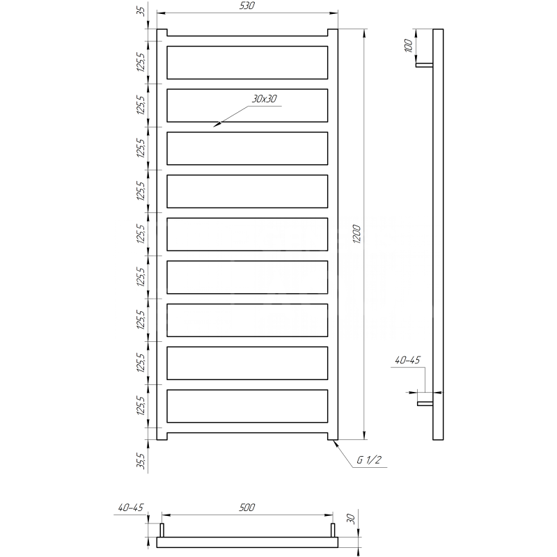 Genesis-Aqua Полотенцесушитель Bud Водяной 100x53x3 (GA-30002)