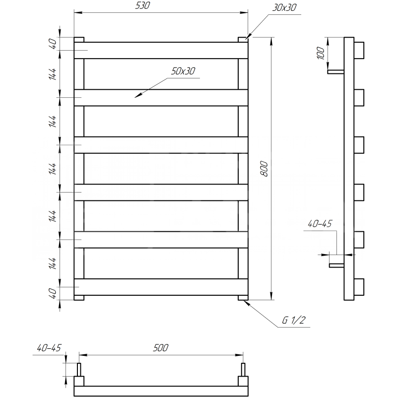 Genesis-Aqua Полотенцесушитель Fancy Электрический 800x53x3 (GA-2904)
