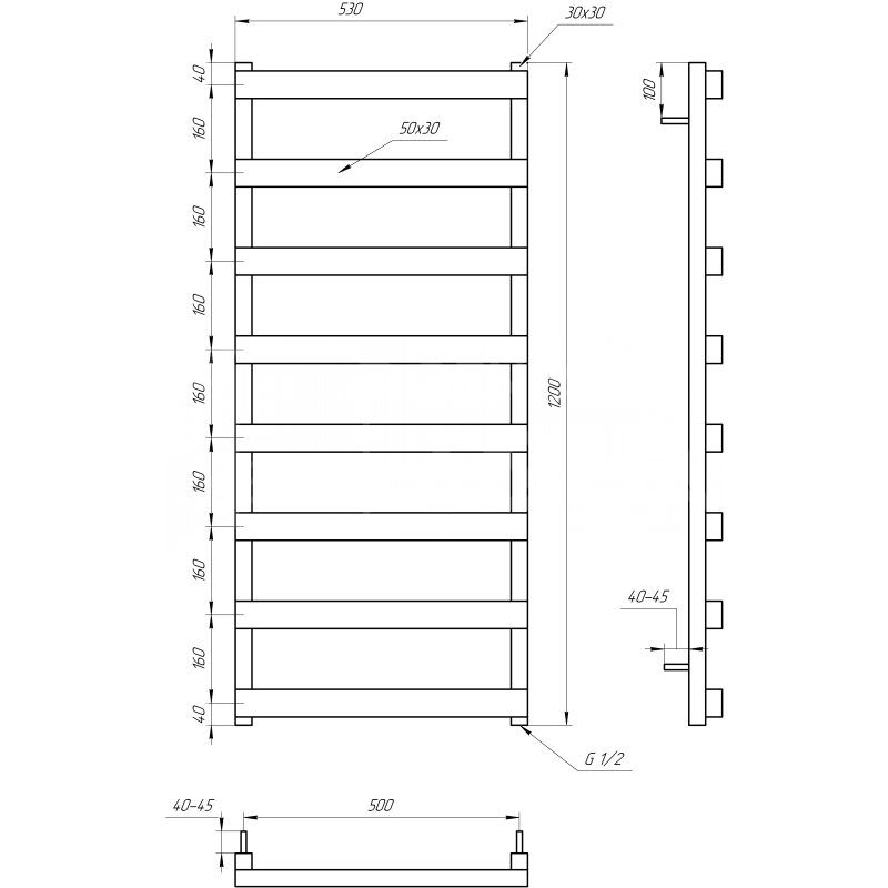 Genesis-Aqua Полотенцесушитель Fancy Водяной 120x53x3 (GA-2903)