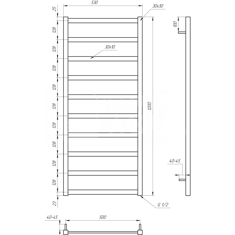 Genesis-Aqua Полотенцесушитель Lono Водяной 800x53x3 (GA-2801)