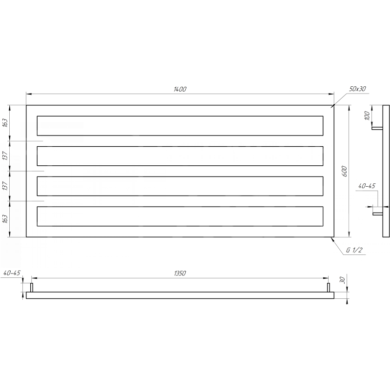 Genesis-Aqua Радиатор Feneli Водяной 1400x550x3 (GA-2701)