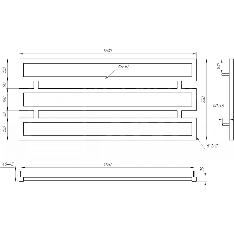 Genesis-Aqua Полотенцесушитель Omnia Водяной 1200x550x3 (GA-2601)
