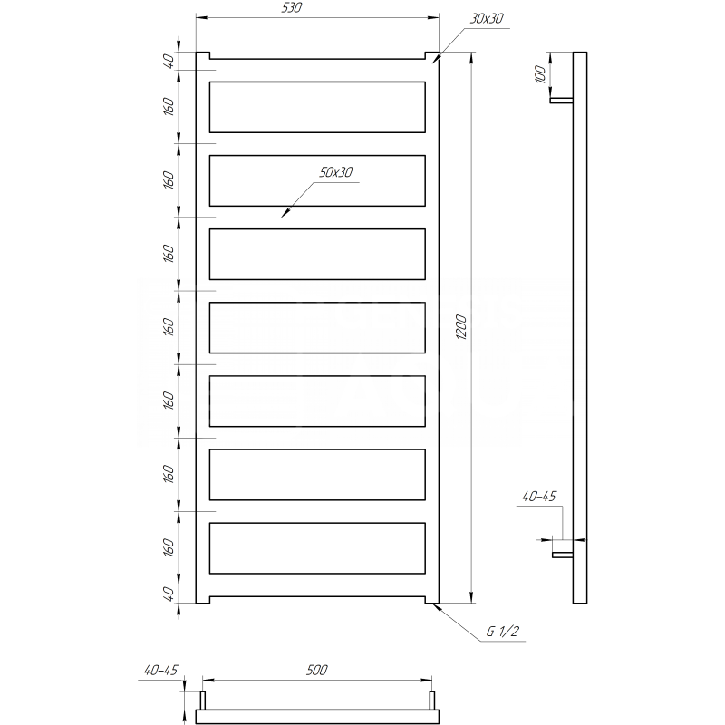 Genesis-Aqua Сушилка для полотенец Nova Электрическая 120x53x3 (GA-2306)