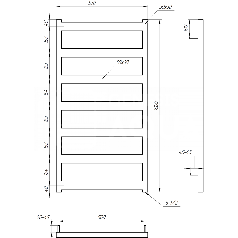 Genesis-Aqua Полотенцесушитель Nova Электрический 800x53x3 (GA-2304)