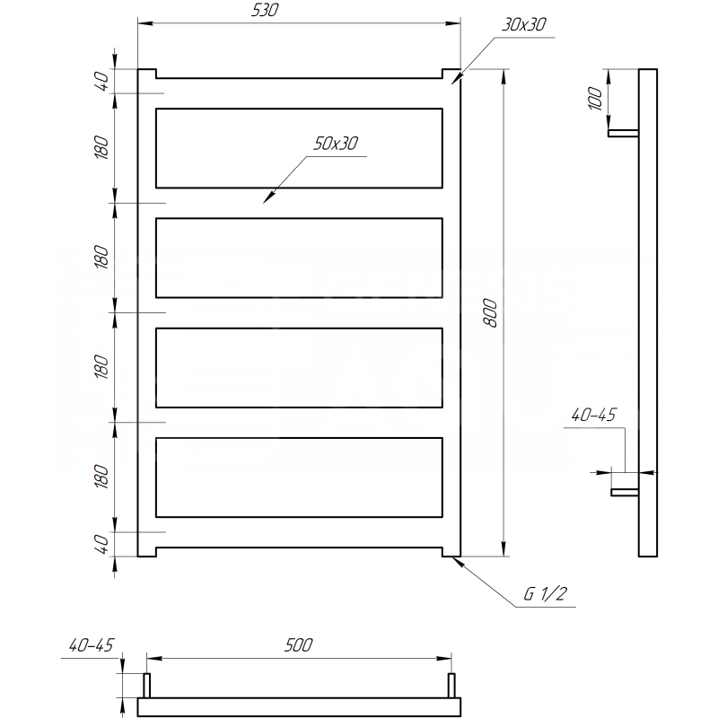 Genesis-Aqua Полотенцесушитель Nova Водяной 100x53x3 (GA-2302)