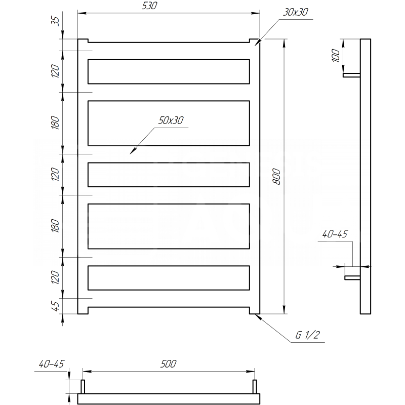 Genesis-Aqua Полотенцесушитель Fom Электрический 100x53x3 (GA-2205)