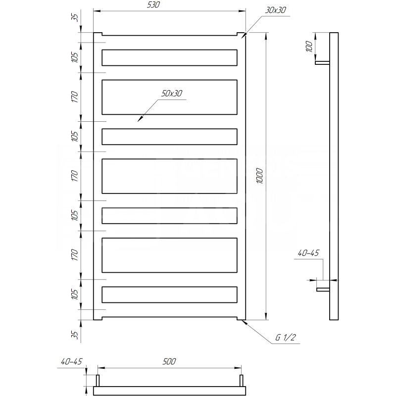 Genesis-Aqua Полотенцесушитель Fom Электрический 800x53x3 (GA-2204)