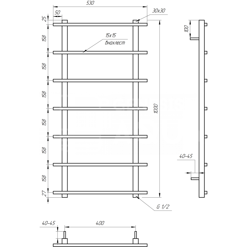Genesis-Aqua Полотенцесушитель Kioto Водяной 120x53x3 (GA-2103)