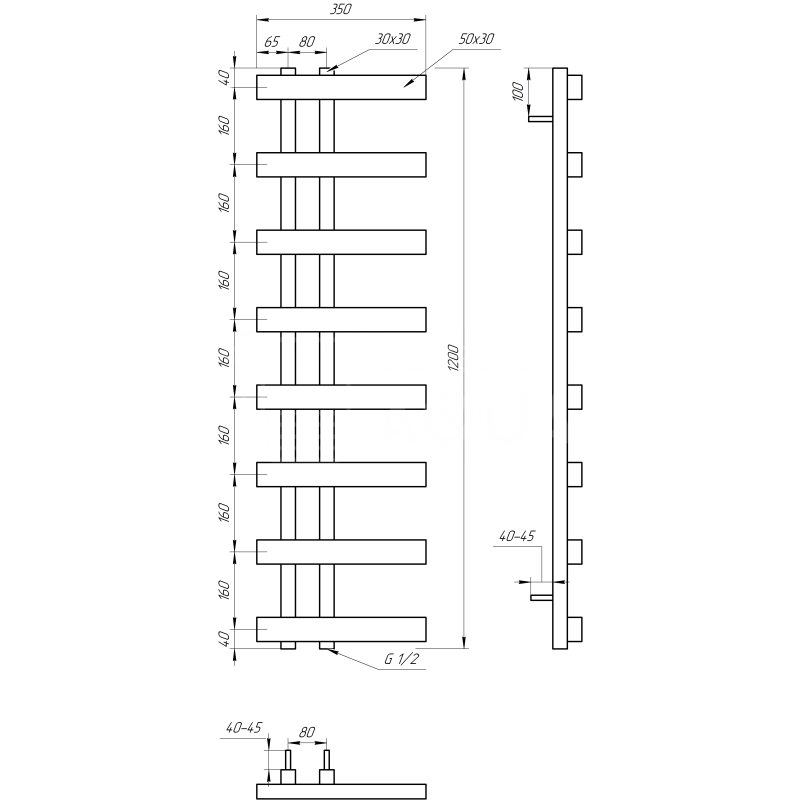 Genesis-Aqua Сушилка для полотенец Magnum Light Электрическая 120x350x3 (GA-20006)