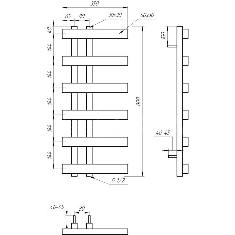 Genesis-Aqua Полотенцесушитель Magnum Light Водяной 100x350x3 (GA-20002)