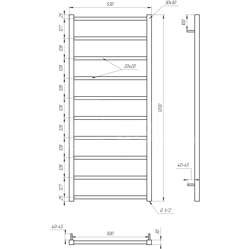 Genesis-Aqua Полотенцесушитель Terra Электрический 100x53x3 (GA-1805)