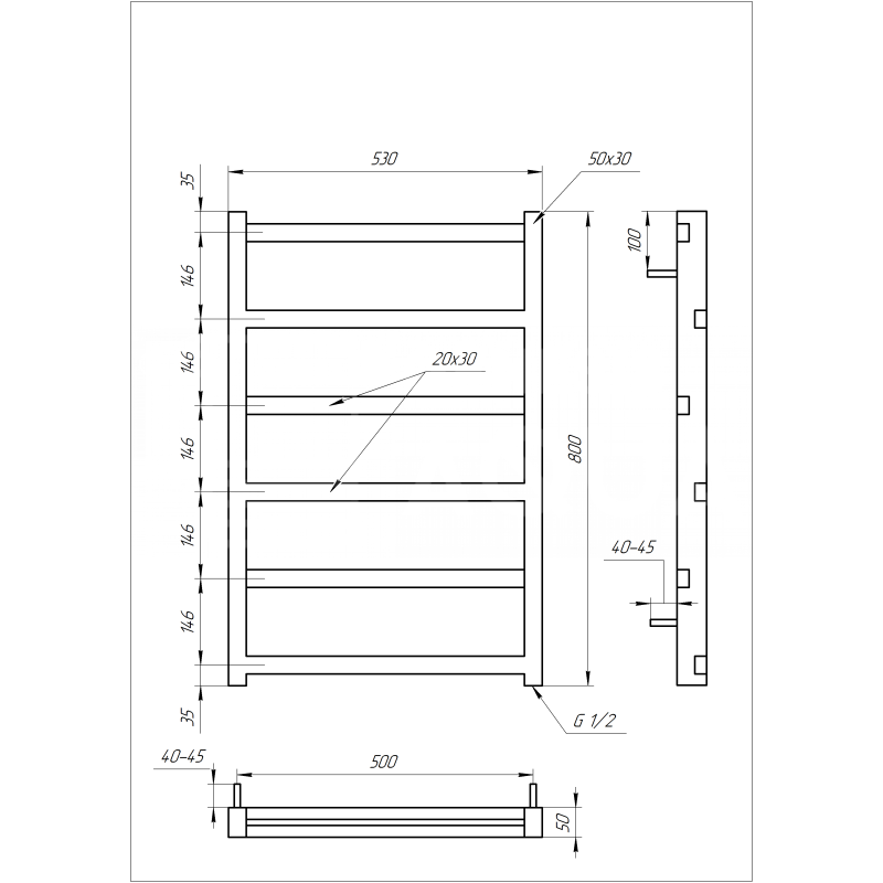 Genesis-Aqua Полотенцесушитель Level Электрический 120x53x3 (GA-1706)