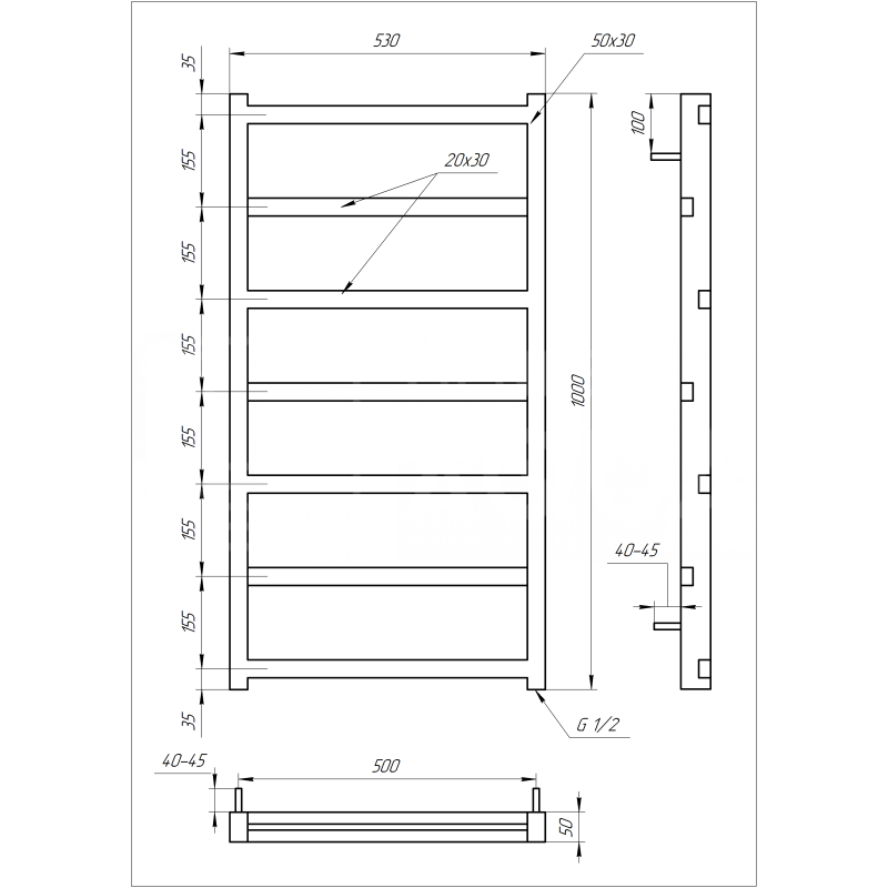 Genesis-Aqua Полотенцесушитель Level Электрический 120x53x3 (GA-1706)
