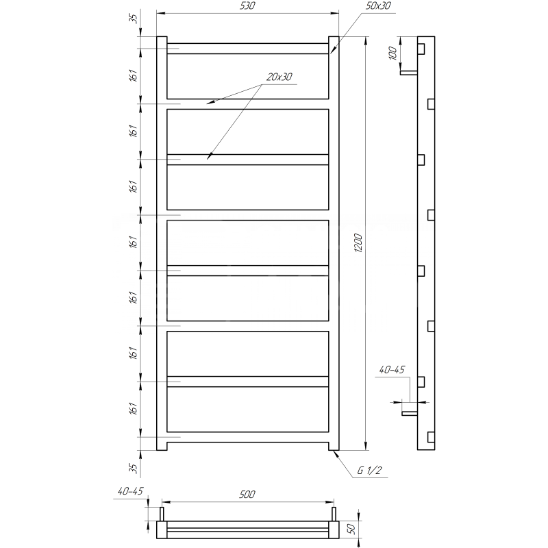 Genesis-Aqua Полотенцесушитель Level Водяной 100x53x3 (GA-1702)