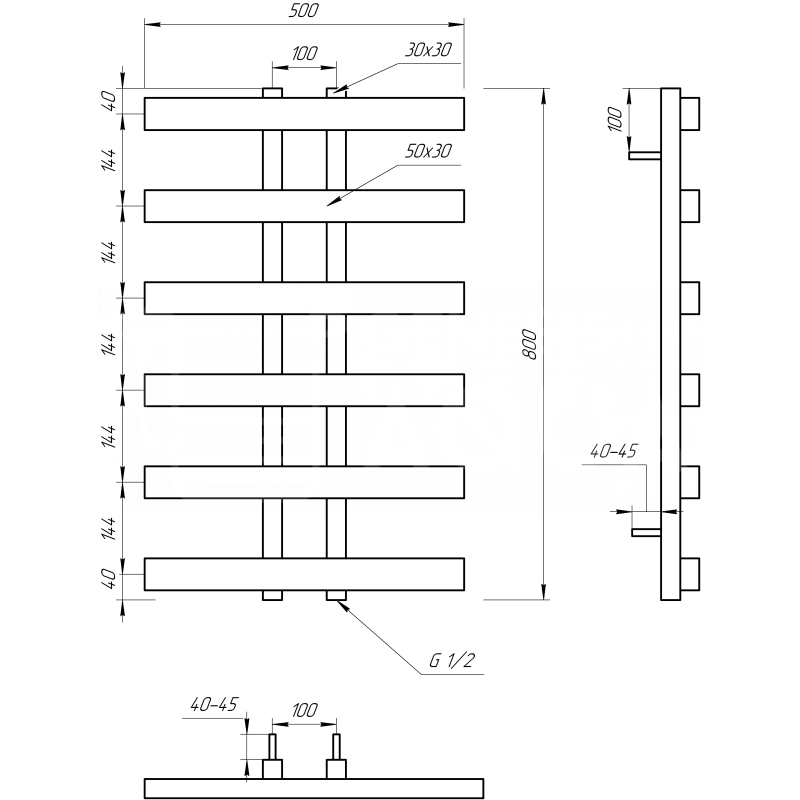 Genesis-Aqua Полотенцесушитель Symmetry Водяной 1000x50 (GA-1502)