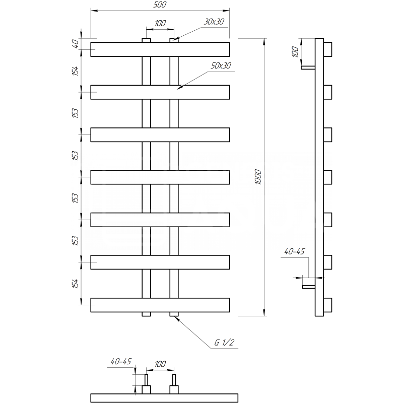 Genesis-Aqua Полотенцесушитель Symmetry Водяной 800x500 (GA-1501)