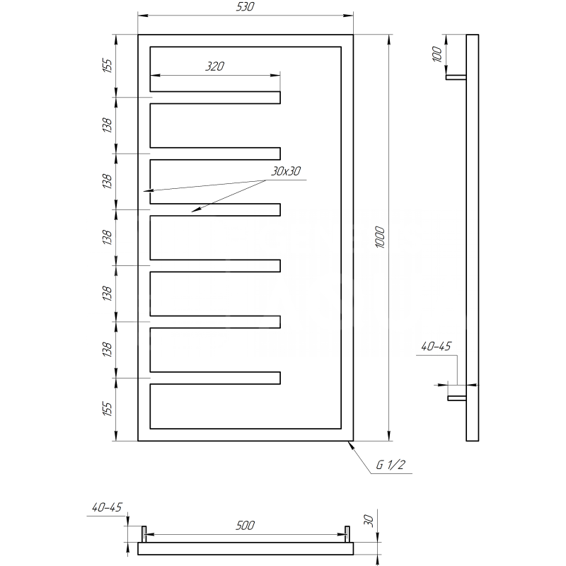 Genesis-Aqua Полотенцесушитель Combo Электрический 800x53x3 (GA-1404)