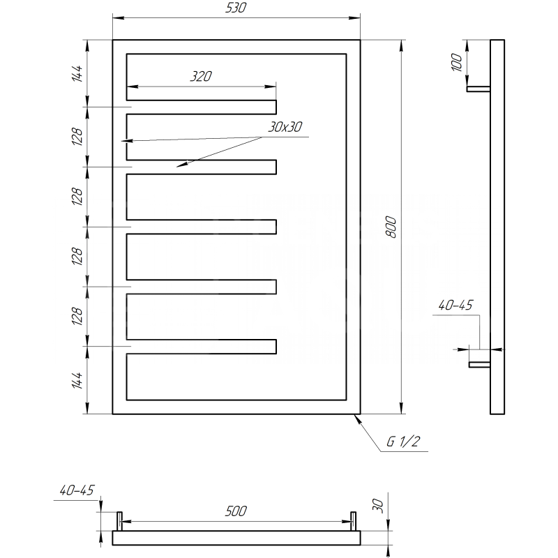 Genesis-Aqua Полотенцесушитель Combo Водяной 100x53x3 (GA-1402)