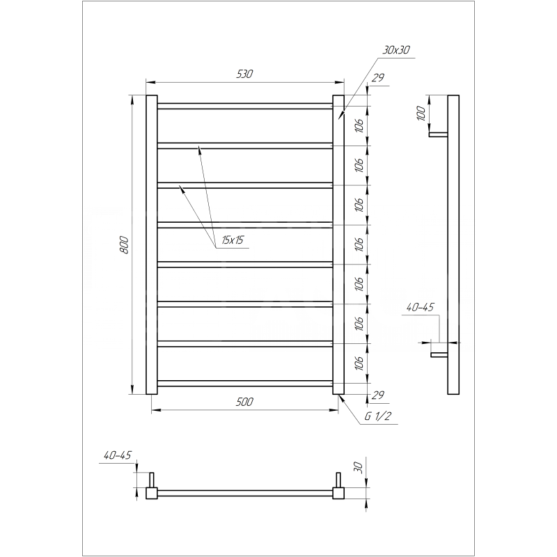 Genesis-Aqua Полотенцесушитель Flat Водяной 800x53x3 (GA-1201)