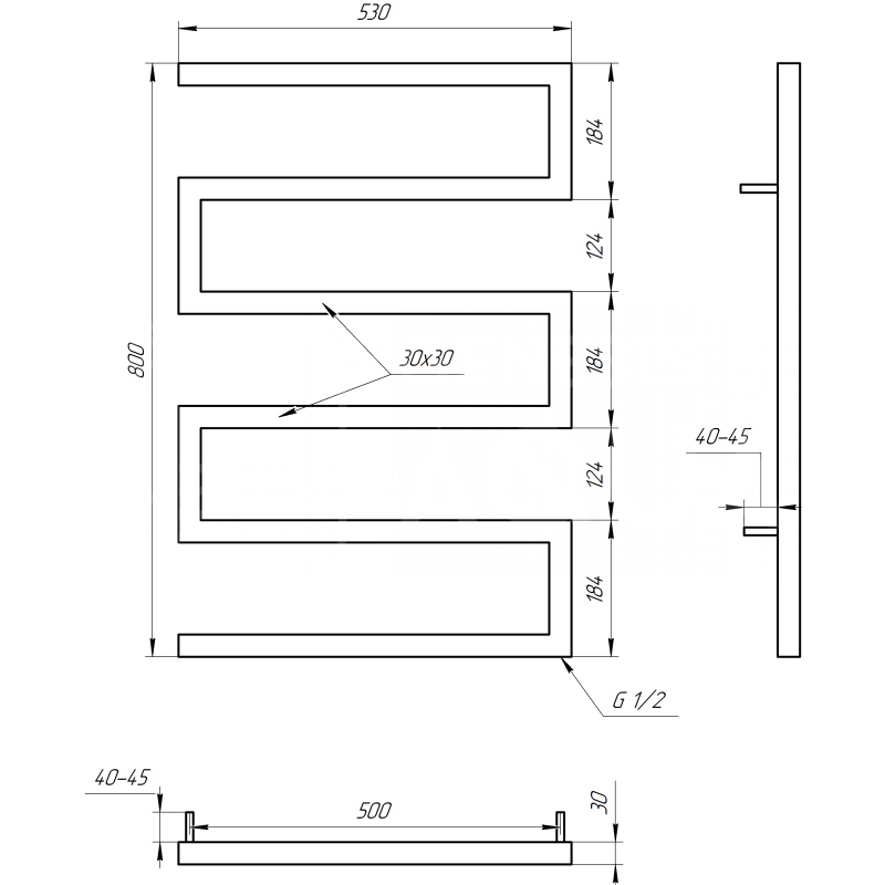 Genesis-Aqua Полотенцесушитель Snake Водяной 120x53x3 (GA-9003)