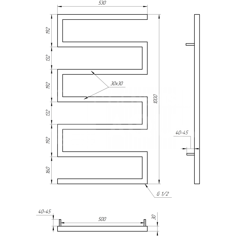 Genesis-Aqua Полотенцесушитель Snake Водяной 120x53x3 (GA-9003)