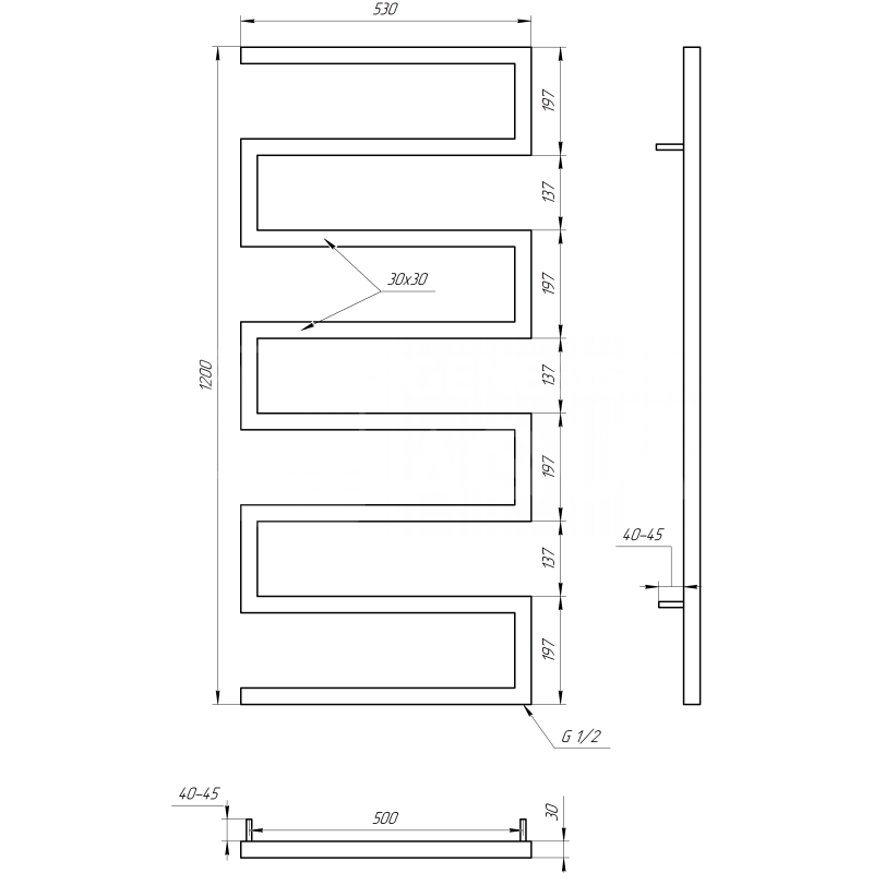 Genesis-Aqua Полотенцесушитель Snake Водяной 100x53x3 (GA-9002)