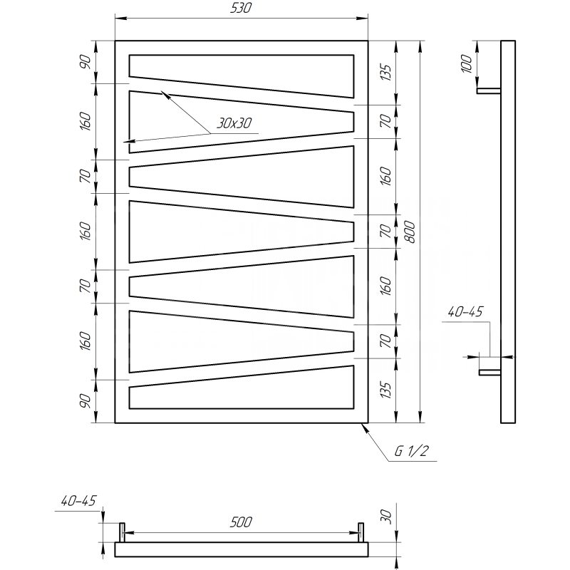 Genesis-Aqua Полотенцесушитель Genesis Водяной 120x53x3 (GA-7003)