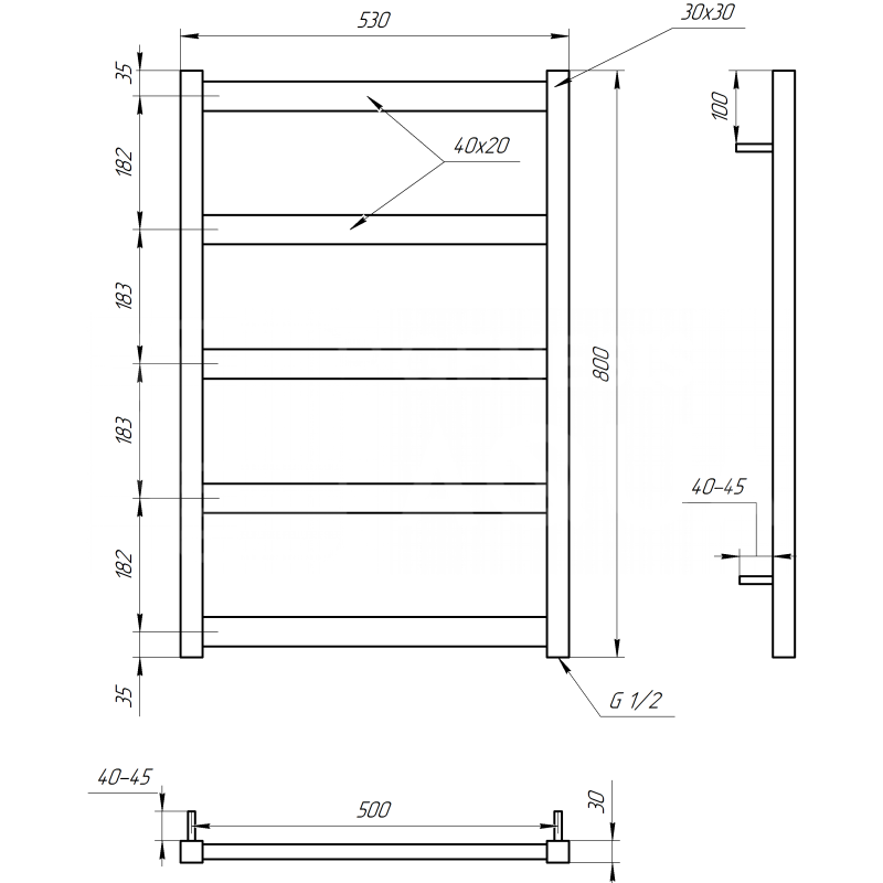 Genesis-Aqua Сушка для рушників Мінімальна Водяний 800x53x3 (GA-6001)