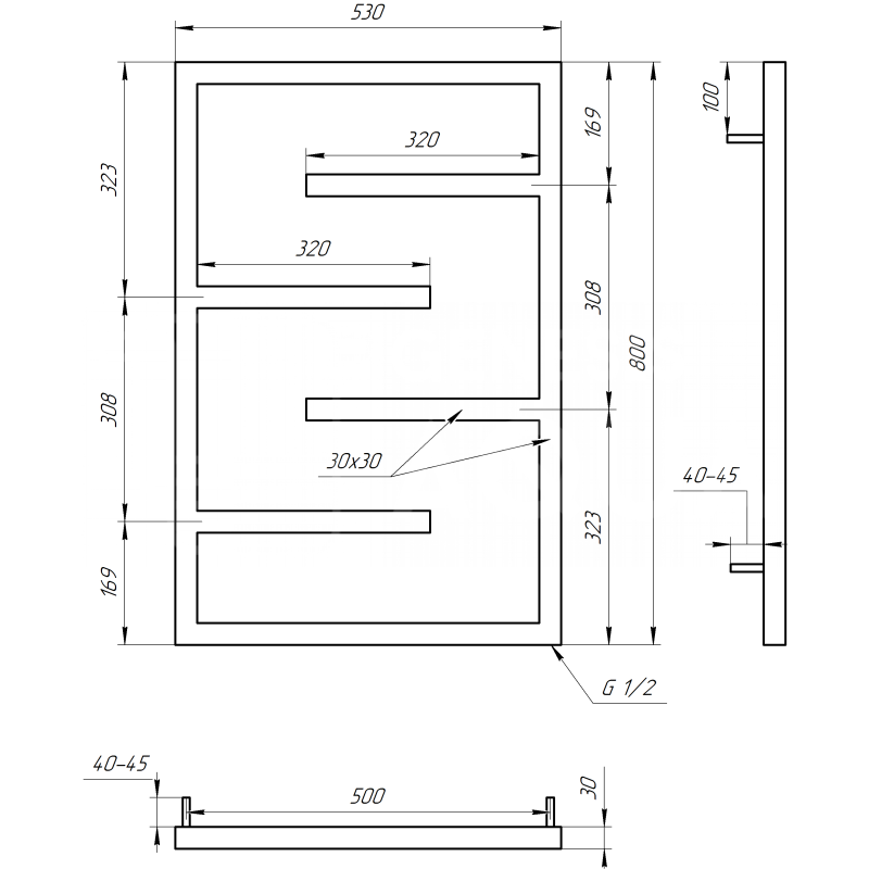 Genesis-Aqua Полотенцесушитель Infinite Электрический 800x53x3 (GA-4004)