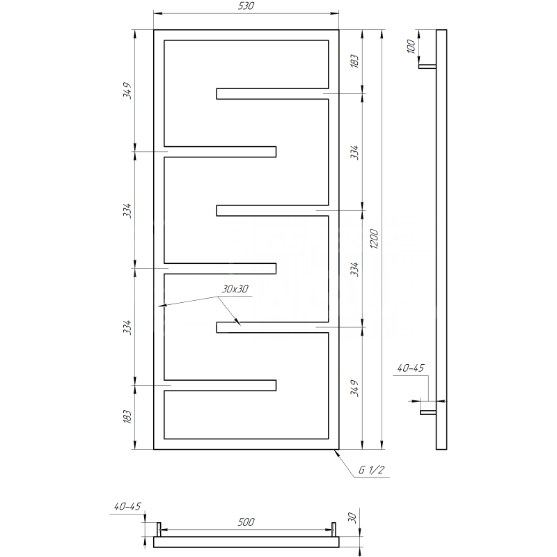 Genesis-Aqua Сушилка для полотенец Infinite Водяной 100x53x3 (GA-4002)