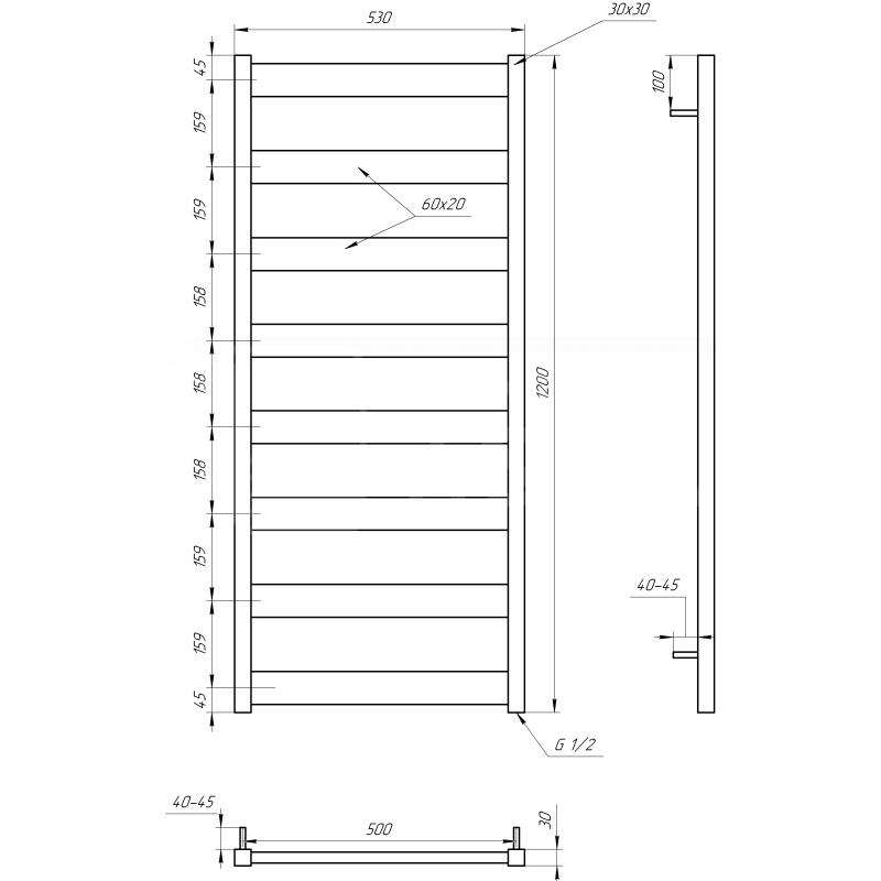 Genesis-Aqua Полотенцесушитель Bull Водяной 120x53x3 (GA-3003)