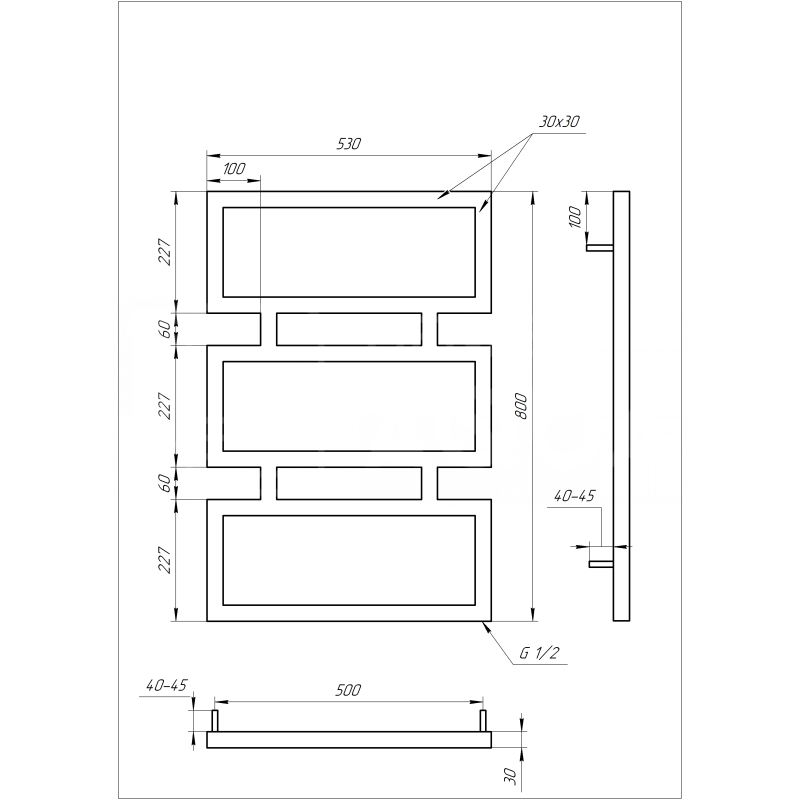Genesis-Aqua Полотенцесушитель Quattro Электрический 100x53x3 (GA-1005)