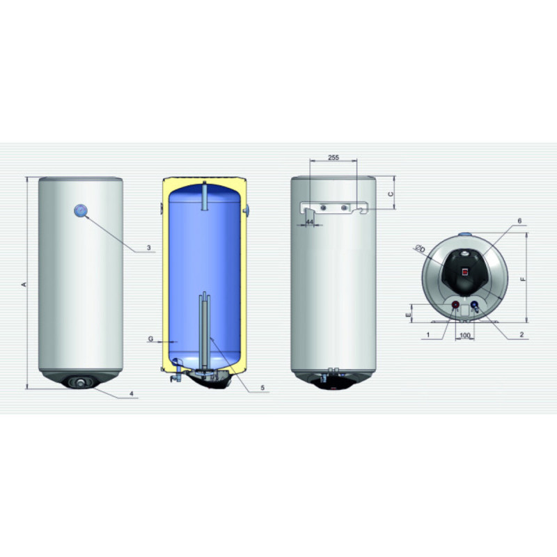 Eldom Водонагреватель (бойлер) Eureka 120 2x1.0 kW WV12046D