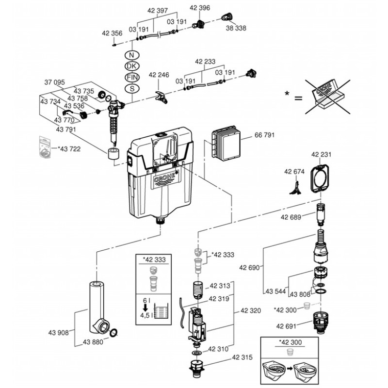Grohe Шайба ущільнювача для прихованого бачка GD2 (4388000M)