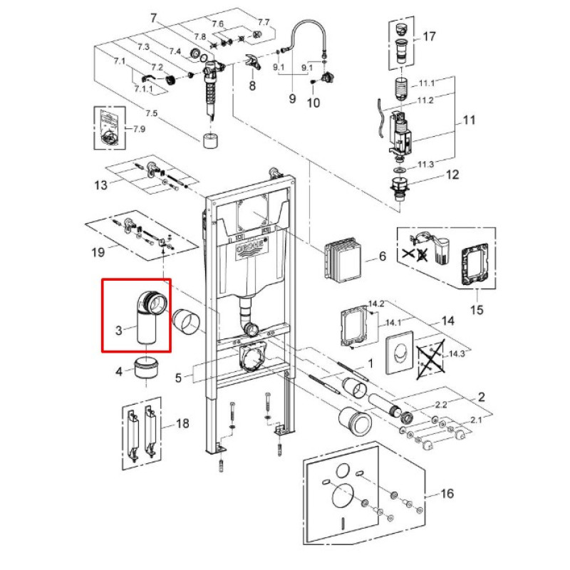 Grohe Полипропиленовое колено для инсталляций (42327000)