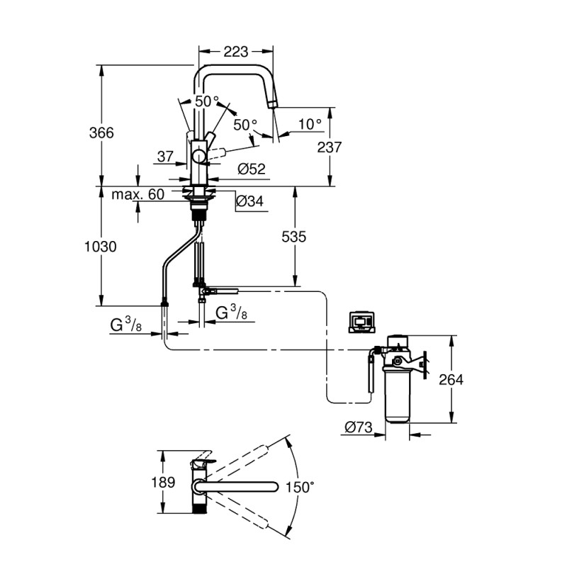 Grohe Blue Pure Start Стартовый комплект с угольным фильтром (30596000)