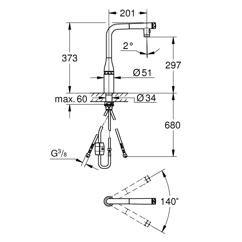 Grohe Essence Однорычажный смеситель для мойки (31892KF0)