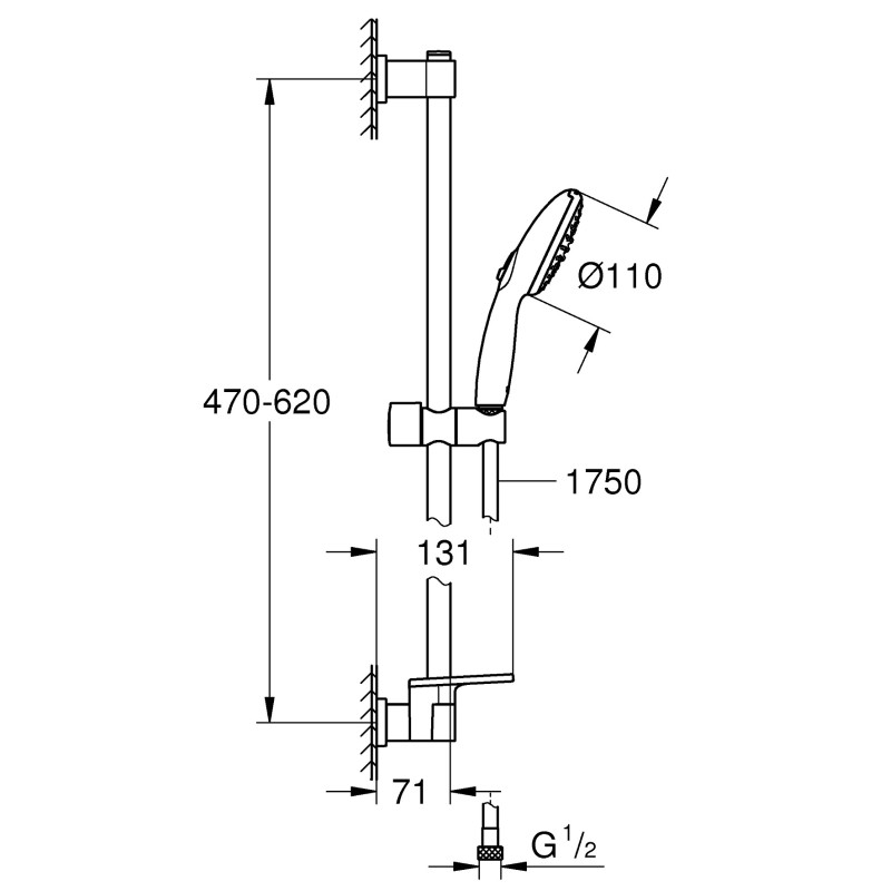 Grohe QuickFix Vitalio Start 110 Душовий гарнітур, 2 режими струменю (26952001)