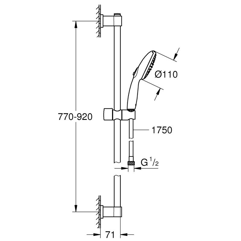 Grohe QuickFix Vitalio Start 110 Душовий гарнітур, 2 режими струменю (26955001)