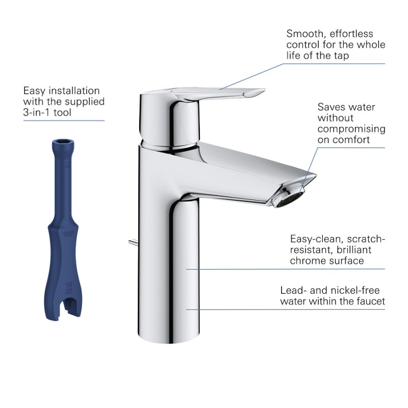 Grohe QuickFix Start Одноважільний змішувач для раковини M-Size (23455002)