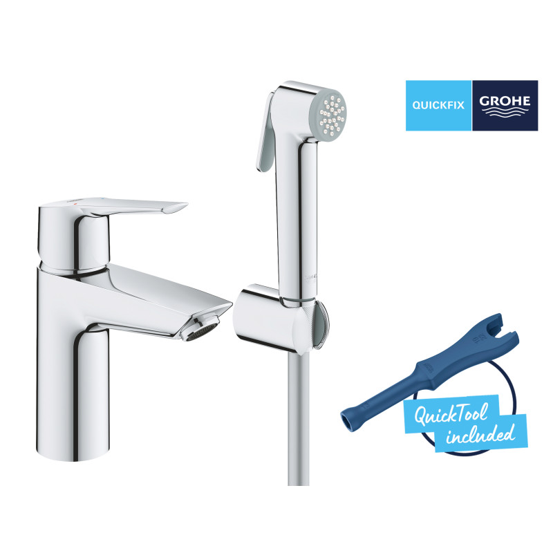 Grohe QuickFix Start Одноважільний змішувач для раковини S-Size із гігієнічним душем (23123003)