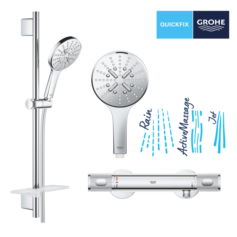 Grohe QuickFix Precision Feel Термостат для душу із душовим гарнітуром Rainshower SmartActive (UA202908T2)