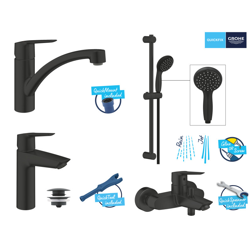 Grohe Набiр змiшувачiв QuickFix Start 4 в 1 для ванни та кухні (UA303311MK)