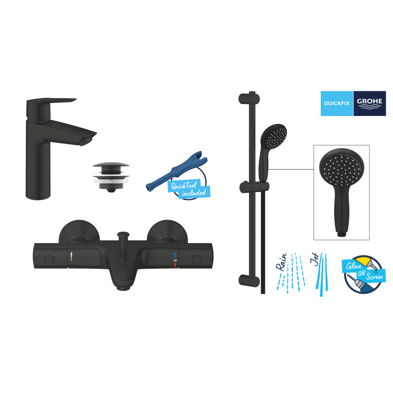 Grohe Набiр змiшувачiв QuickFix Start 3 в 1 для ванни (UA303304TM)